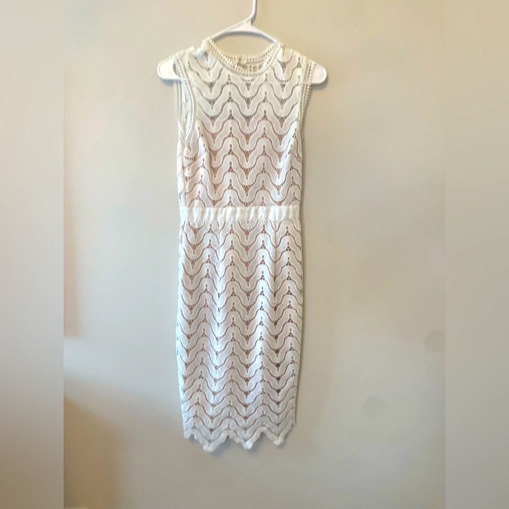 Aqua White MIDI Dress